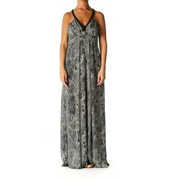 EXPRESS Snakeskin Maxi Dress Strappy Sleeveless Animal Print Black White Size XS - Picture 1 of 11